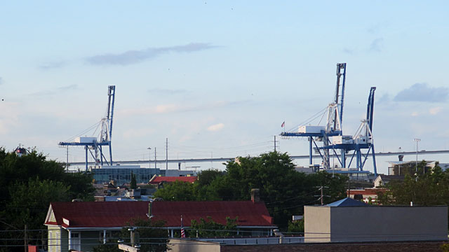 Container cranes at the docks