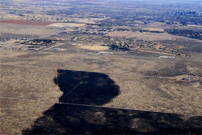 Aerial photo of wildfire aftermath