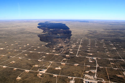 Aerial photo of wildfire aftermath