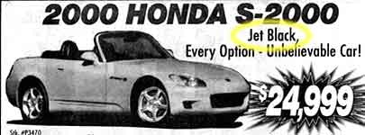 Newspaper ad for Honda