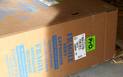 Photo of labeling on a packing box