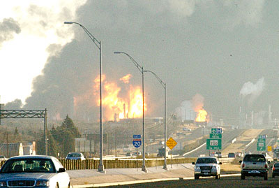 Photo of Alon refinery fire