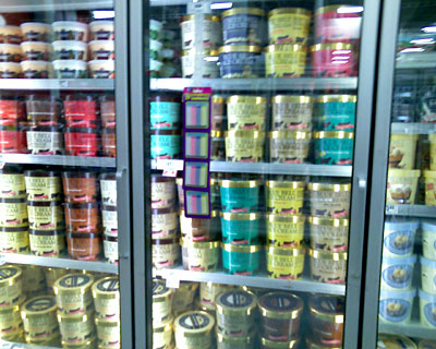 Photo of freezer case full of Bluebell Ice Cream