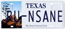 Texas License Plate: RU-NSANE
