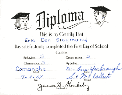 My 'First Day of School' Diploma