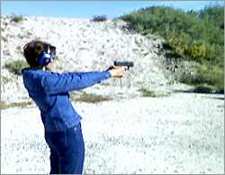 Photo of my wife firing the pistol