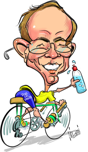 Caricature: Yours truly on a bicycle