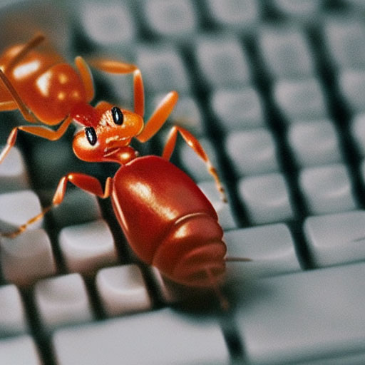 DreamStudio (Beta) generated image of an ant on a keyboard