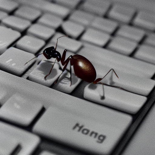 DreamStudio (Beta) generated image of an ant on a keyboard