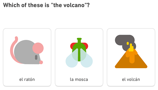 Screen capture of a Duolingo lesson