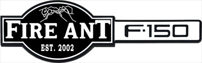 Mockup of a Fire Ant truck nameplate