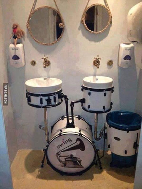 Photo - Bathroom designed around drums