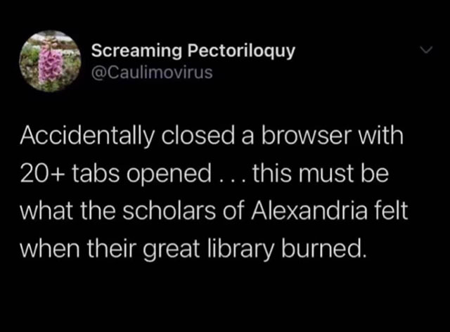 Meme: 20 open tabs are a sure sign of mental illness