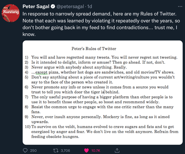 Peter Sagal's Twitter Rules