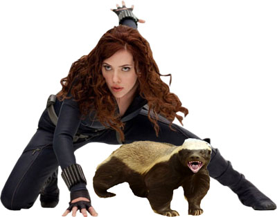 Scarlett and her battle badger