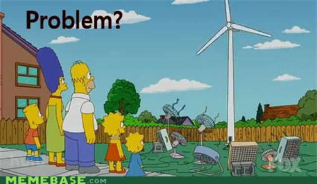Simpsons cartoon mocking wind turbines