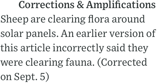 Screenshot of correction to article