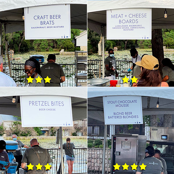 Photo collage of Beer By The Bay food booths on Saturday