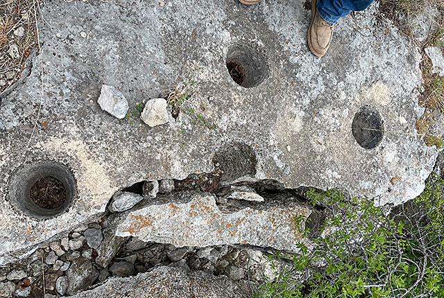 Photo: Mortars created by Native Americans in McCulloch County, Texas