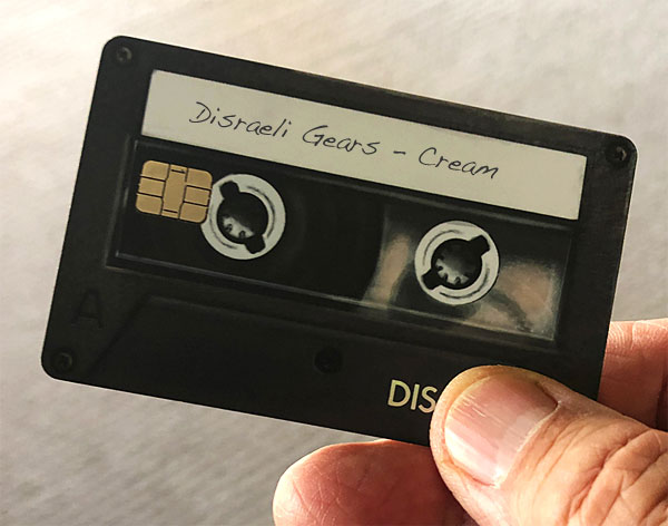 Photo - credit card labeled 'Disraeli Gears - Cream'