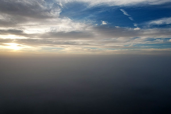 Photo - Our neighborhood in the fog at an altitude of 350 feet