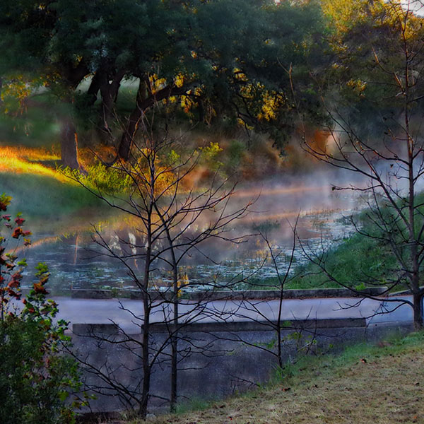 Photo: Steam rising from Pecan Creek in Horseshoe Bay, Texas