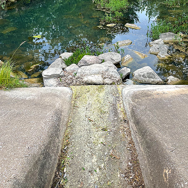 Photo - Water is no longer flowing under the Pecan Creek bridge
