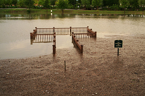 Photo of partially submerged dock