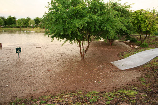 Photo of partially submerged dock