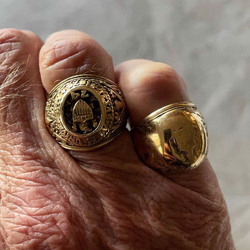 Photo - My Texas A&M class ring next to my dad's