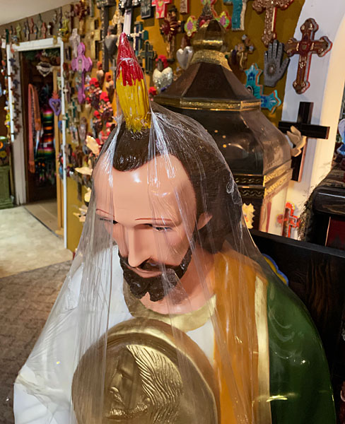 Photo - Shrink-wrapped statue of St Jude