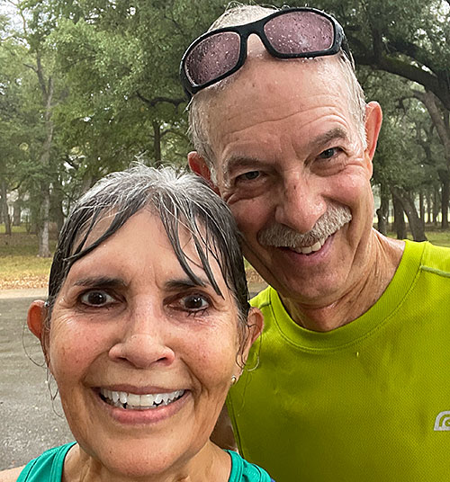 Photo: My wife and I after a run in the rain