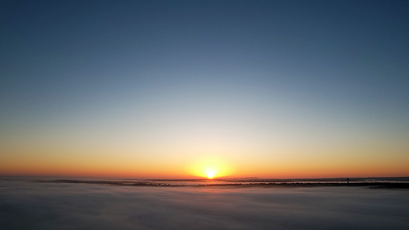 Sunrise above the fog in Horseshoe Bay, Texas