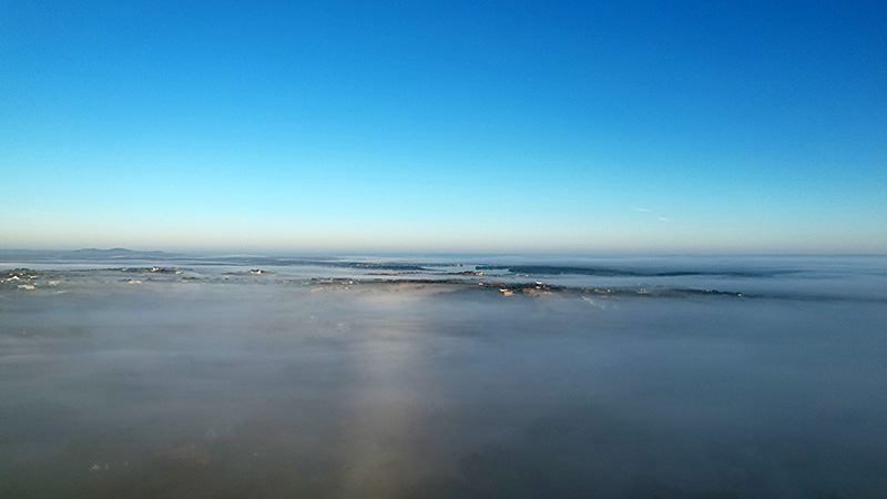 Sunrise above the fog in Horseshoe Bay, Texas